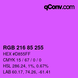 Color code: RGB 216 85 255 | qconv.com