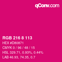 Color code: RGB 216 8 113 | qconv.com