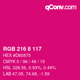 Color code: RGB 216 8 117 | qconv.com
