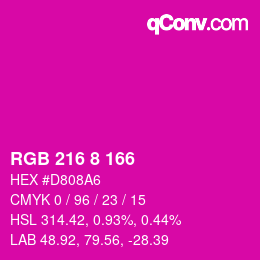 Color code: RGB 216 8 166 | qconv.com