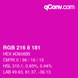 Color code: RGB 216 8 181 | qconv.com