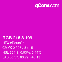 Color code: RGB 216 8 199 | qconv.com