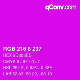 Color code: RGB 216 8 237 | qconv.com