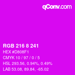 Color code: RGB 216 8 241 | qconv.com