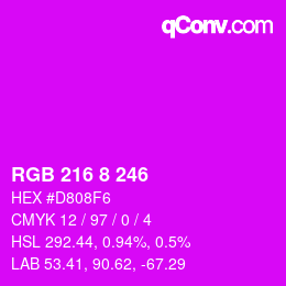 Color code: RGB 216 8 246 | qconv.com