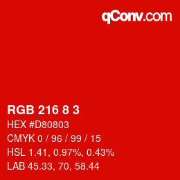 Color code: RGB 216 8 3 | qconv.com