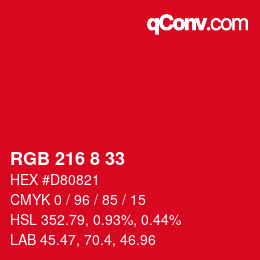 Color code: RGB 216 8 33 | qconv.com