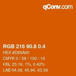 カラーコード: RGB 216 90.8 0.4 | qconv.com