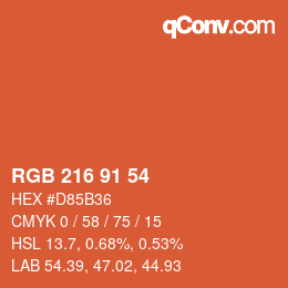 Color code: RGB 216 91 54 | qconv.com