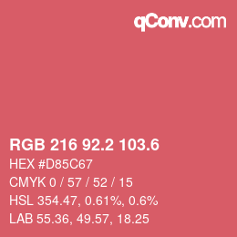 カラーコード: RGB 216 92.2 103.6 | qconv.com