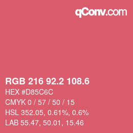 カラーコード: RGB 216 92.2 108.6 | qconv.com