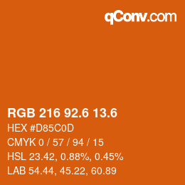 カラーコード: RGB 216 92.6 13.6 | qconv.com