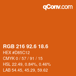 カラーコード: RGB 216 92.6 18.6 | qconv.com