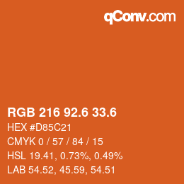 カラーコード: RGB 216 92.6 33.6 | qconv.com