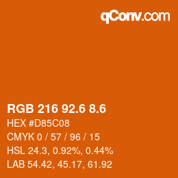カラーコード: RGB 216 92.6 8.6 | qconv.com