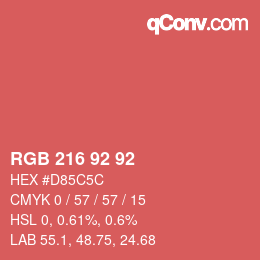 カラーコード: RGB 216 92 92 | qconv.com