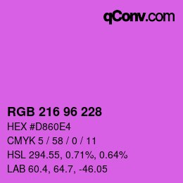 颜色代码: RGB 216 96 228 | qconv.com