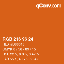 Color code: RGB 216 96 24 | qconv.com