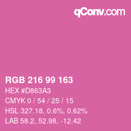 Color code: RGB 216 99 163 | qconv.com
