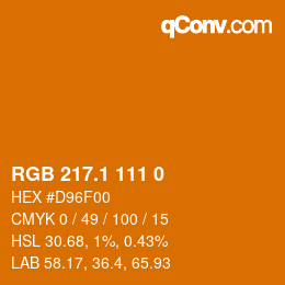 カラーコード: RGB 217.1 111 0 | qconv.com