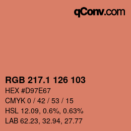 カラーコード: RGB 217.1 126 103 | qconv.com