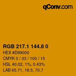 カラーコード: RGB 217.1 144.8 0 | qconv.com
