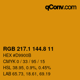 カラーコード: RGB 217.1 144.8 11 | qconv.com
