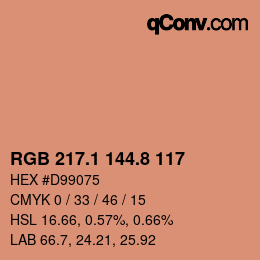 Color code: RGB 217.1 144.8 117 | qconv.com