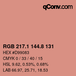 カラーコード: RGB 217.1 144.8 131 | qconv.com