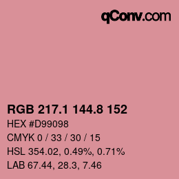 Color code: RGB 217.1 144.8 152 | qconv.com