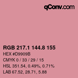 カラーコード: RGB 217.1 144.8 155 | qconv.com