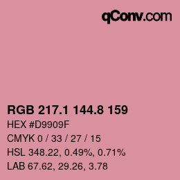 カラーコード: RGB 217.1 144.8 159 | qconv.com