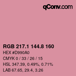 カラーコード: RGB 217.1 144.8 160 | qconv.com