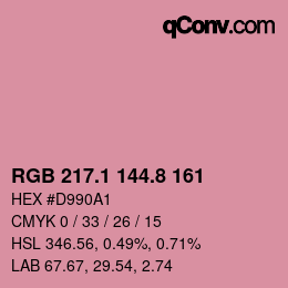 カラーコード: RGB 217.1 144.8 161 | qconv.com