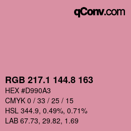 カラーコード: RGB 217.1 144.8 163 | qconv.com