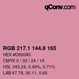 カラーコード: RGB 217.1 144.8 165 | qconv.com