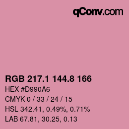 カラーコード: RGB 217.1 144.8 166 | qconv.com