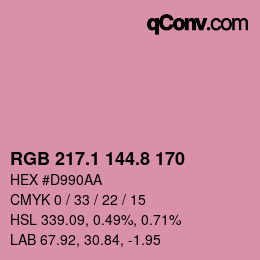 カラーコード: RGB 217.1 144.8 170 | qconv.com