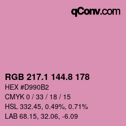 カラーコード: RGB 217.1 144.8 178 | qconv.com