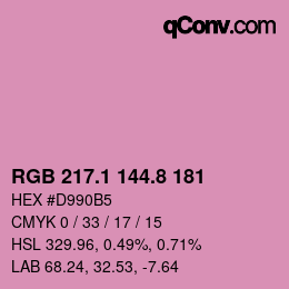 カラーコード: RGB 217.1 144.8 181 | qconv.com