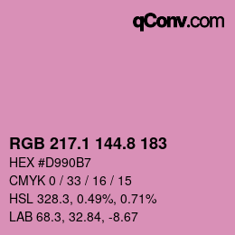 カラーコード: RGB 217.1 144.8 183 | qconv.com