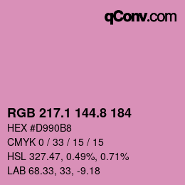 カラーコード: RGB 217.1 144.8 184 | qconv.com