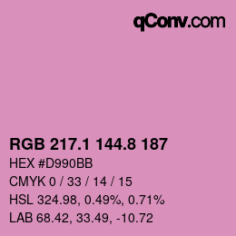 カラーコード: RGB 217.1 144.8 187 | qconv.com