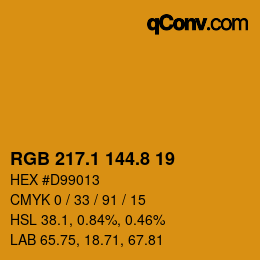 カラーコード: RGB 217.1 144.8 19 | qconv.com