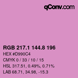 カラーコード: RGB 217.1 144.8 196 | qconv.com