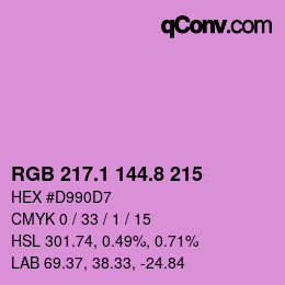 カラーコード: RGB 217.1 144.8 215 | qconv.com