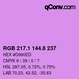 カラーコード: RGB 217.1 144.8 237 | qconv.com