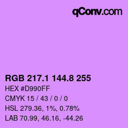 カラーコード: RGB 217.1 144.8 255 | qconv.com