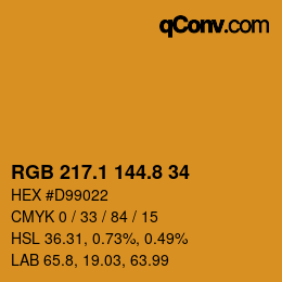 カラーコード: RGB 217.1 144.8 34 | qconv.com