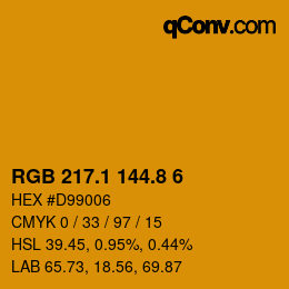 カラーコード: RGB 217.1 144.8 6 | qconv.com